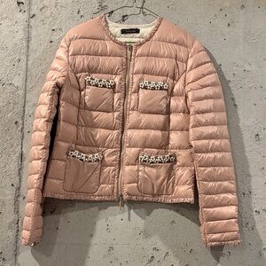 Twin Set-Simona Barbieri Blush Pink Puffer Jacket W/Bead Embellishment - Sz L